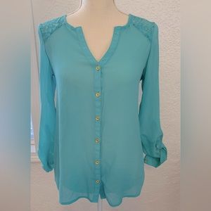 Blue lace blouse